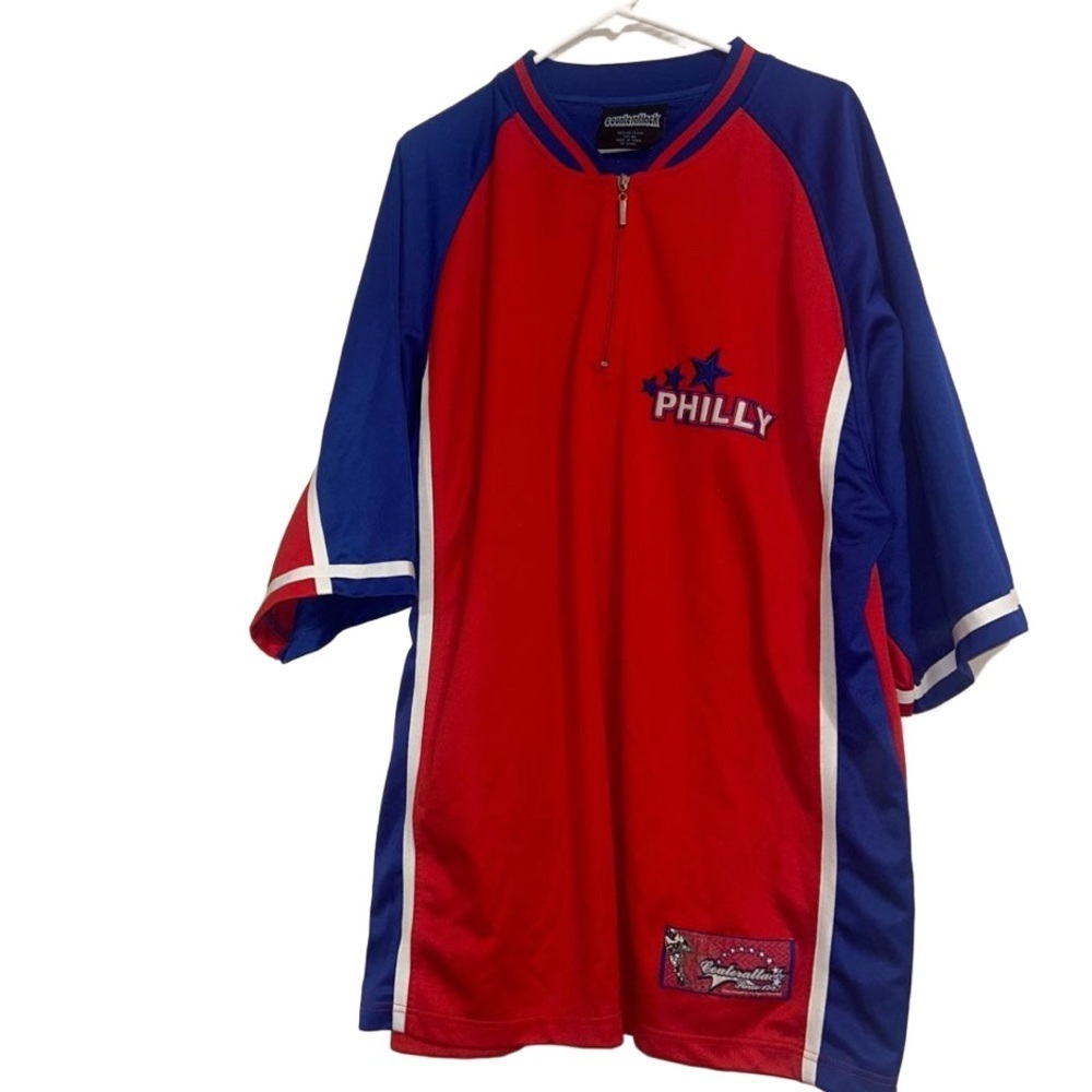 Philly Vintage Red and Blue Half Zip Short Sleeve Jersey Shirt Jacket Size 3XL
